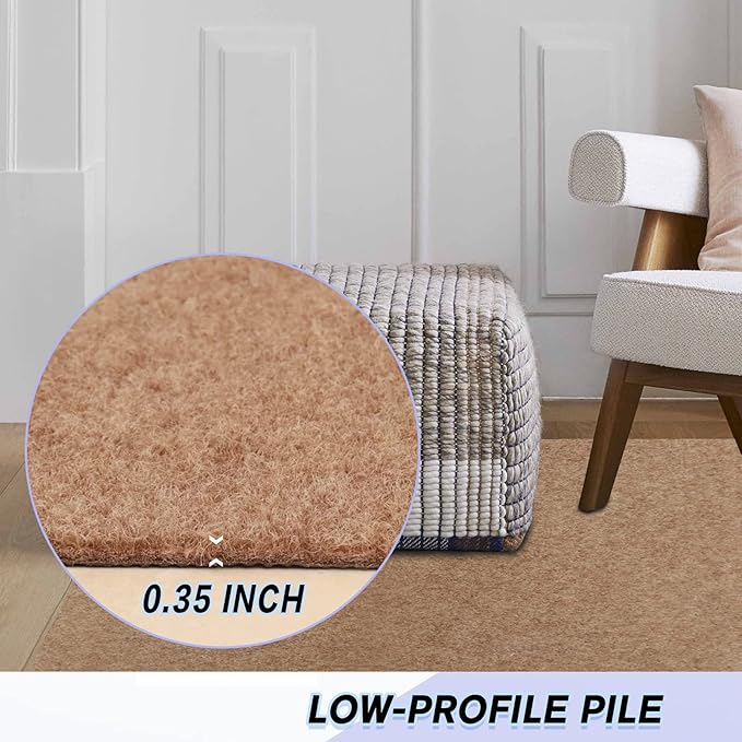 Custom Size Backed Non-Slip Area Rugs Runner, Easy Clean, Waterproof Runner Rugs for Hallway Entryway, Kitchen, Laundry, 3FT x 48FT, Beige