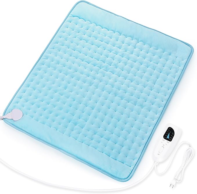 Deepsoon Heating Pad,Electric Heating Pads for Back,Neck,Moist Heating Pad for Abdomen Shoulder Knee Legs,Dry/Moist Heat&Auto Shut Off,Mother's Day Birthday for Men and Women,Light Blue,24x20 Inch