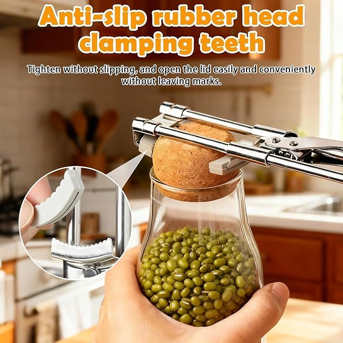 2Pcs Adjustable Stainless Steel Jar Opener for Seniors, Manual Can Opener & Bottle Opener Set for Weak Hands, Easy Grip Jar Opener Gripper for Arthritis and Limited Hand Strength