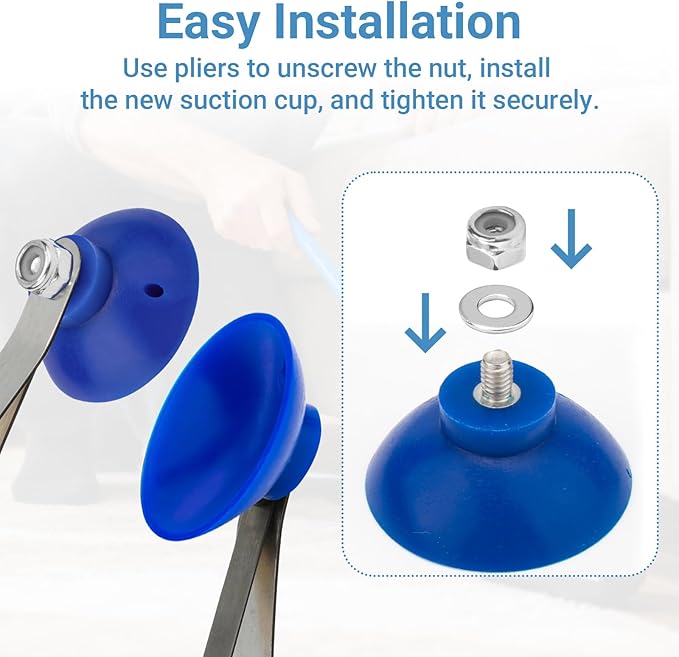 Reacher Replacement Gripper Cups Compatible with Arcmate EZ Grabber Reacher Tool, Food-Grade Indoor Telescopic Grabber Accessories Repair Parts, Heat-Resistant Silicone Cups with Locking Nuts, Blue