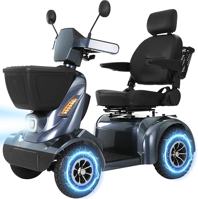 Heavy Duty Mobility Scooter for Seniors/Adults, 500LBS Capacity Electric Scooter, All Terrain Mobility Scooters, 1000W 15MPH, 13.78" Off Road Tires,32 Miles Long Range 4 Wheel Scooter Gary 32Miles