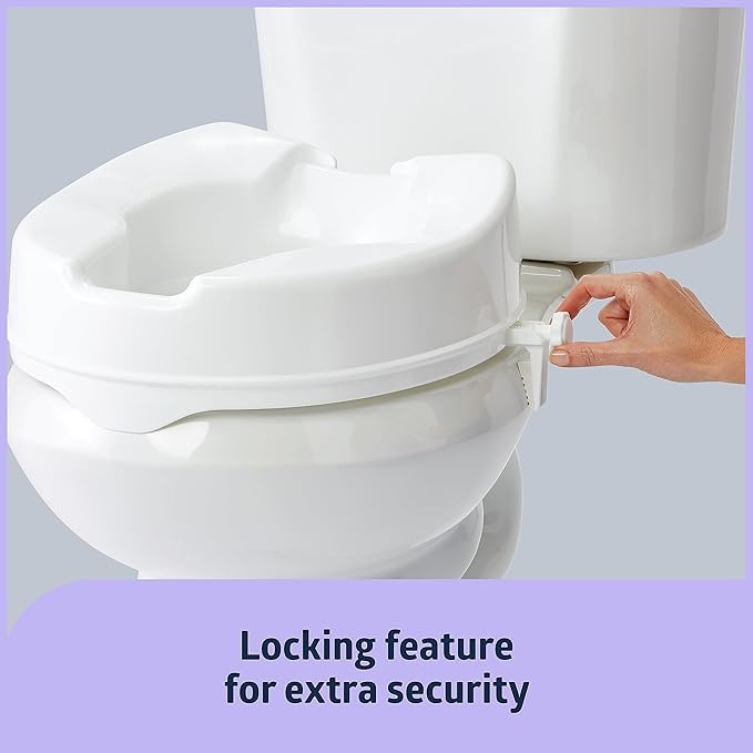 Medline Raised Toilet Seat with Secure Side Locks, 4" Elevation - 250 lbs. Capacity, for Seniors, Elderly, Independent Adults and Disabled Adults - 1 Ct.