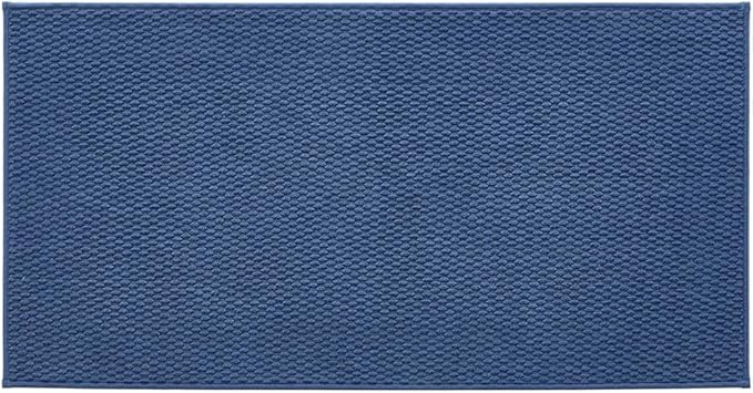 TYUU Bathroom Rugs Non Slip Washable, Super Absorbent Thin Bath Mat Quick Dry Low Pile Bathroom Rug, Navy Blue 24"x37"