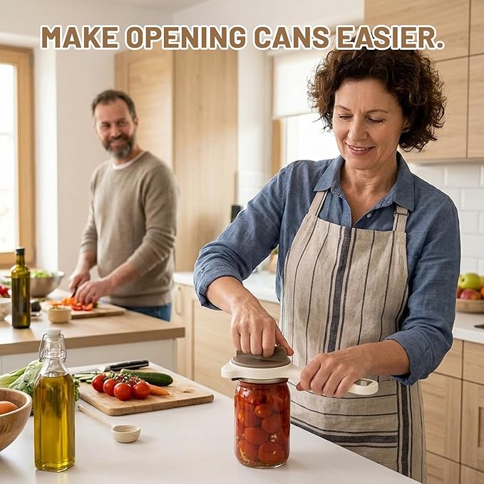 Jar Openers for Seniors, 4-in-1 Multi-Function Jar Opener with Adjustable Three-Prong Design, Stainless Steel Safety Clips for Tight Lids and Bottles, Ergonomic Grip for Home Kitchen Use