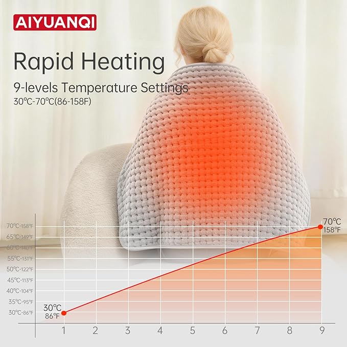 Electric Heat Pads, 40X20'' XXXL Extra Large Heating Pad for Full Body, 9 Heat 4 Timers Setting, Menstrual Cramps and Neck Shoulder Back Pain Relief, Washable, Home Spring Deals