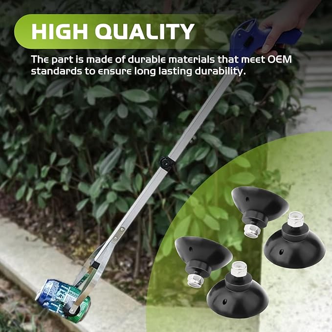 Reacher Replacement Gripper Cups Compatible with Arcmate, Outdoor Heavy Duty Reacher Grabber Tips for EZ Reacher Repair, Rubber Cups with Locknuts for Arcmate Grabber Tool, 2 Pairs(4 Cups)