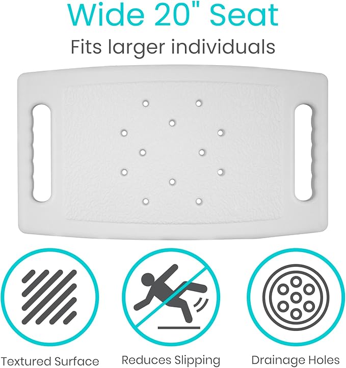 Vive Heavy Duty Shower Chair - Bariatric Bath Stool & Bathtub Seat for Inside Tub- for Elderly, Seniors, Handicap & Disabled Adults- Non-Slip, Height Adjustable, Supports 550 lbs