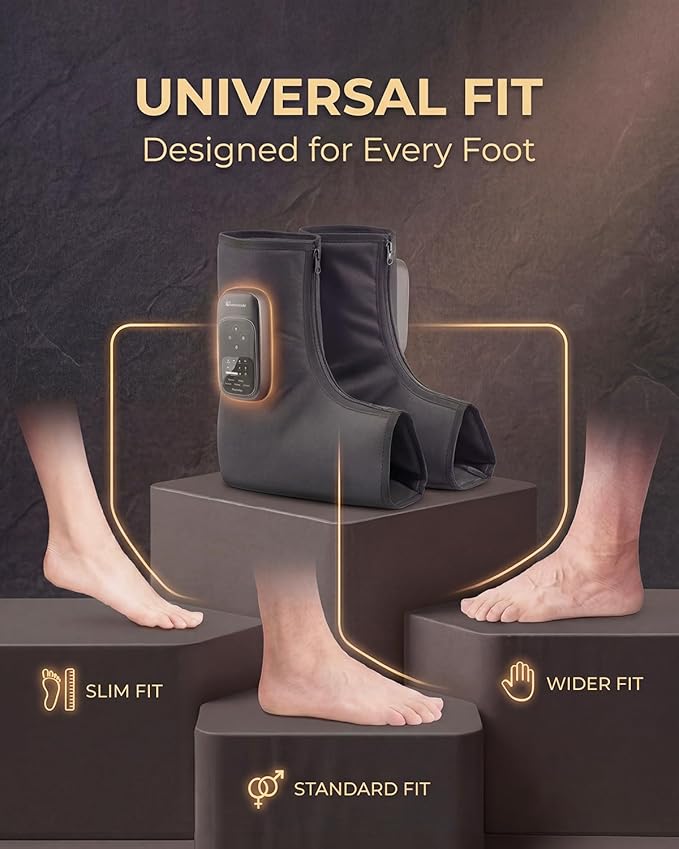 Foot Massager with Air Compression and Heat, Portable Cordless Ankle and Calf Massager with 5 Modes & 5 Intensities, Lightweight Compression Boots for Muscle Relaxation (FootSoothy Pro 2PCS)
