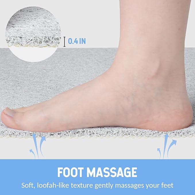 Hargiis Non-Slip Bathtub Mat, Anti Slip Shower Mat, Fast Drying Bathtub Mats, Foot Scrubber Mat, Anti Slip Mat for Tub, Floor, Bathroom, Kitchen, Home, Hotel (White 40"×28")