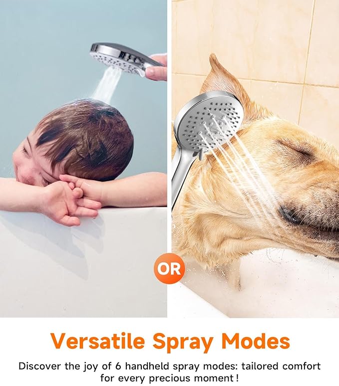 10 inch Rain Shower Head with Handheld Spray Stainless Steel, High Pressure Square Rainfall Showerhead Combo with 6 Handheld Sprayer, Detachable Shower Heads Waterfall Shower for Bathtub