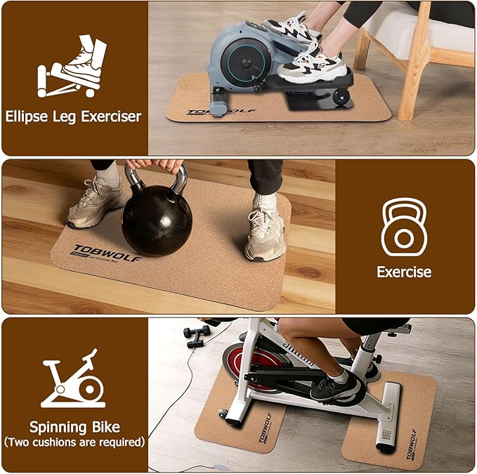 TOBWOLF Non-Slip Workout Mat for Ellipse Leg Exerciser, Ellipse Machine Mat, Exercise Mat for Under Desk Ellipticals, Suitable for Electric Seated Foot Pedal Exerciser, Stability & Floor Protection