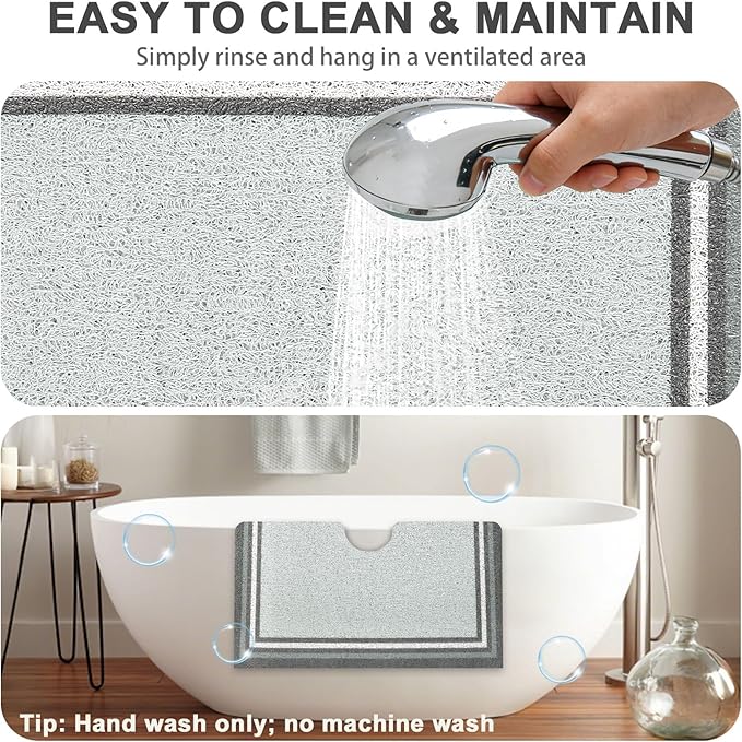 Shower Mat Non Slip: 47x32 Inch Extra Large Shower Mats for Inside Shower, Anti Slip Shower Floor Mat, Loofah Shower Stall Mats for Elderly, Non Slip Shower Mat with Drain Hole in Middle