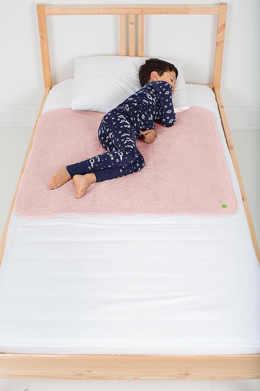 PeapodMats Bedwetting & Incontinence Waterproof Bed Mat - Reusable Underpad. Secure Placement & Breathable. Washable. Enviro Friendly 3x3 (Peach/Pink) Mattress Protector & Pee Pad for Kids & Adults
