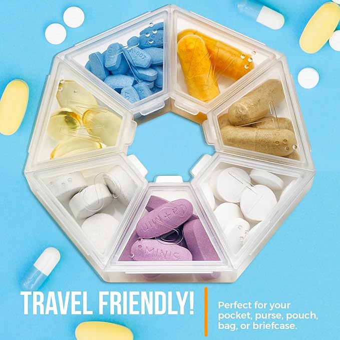 MEDca Weekly Pill Organizer Clear 7-Sided Pill Reminder, Hexagon Shaped, Case of 100