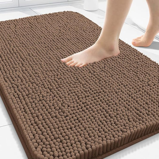 Arotive Bathroom Rugs 30x20, Extra Soft Absorbent Shaggy Chenille Bath Rugs, Machine Washable Rubber Backing Non-Slip Bath Mats for Bathroom Floor Tub and Shower, Home Decor Accessories, Mocha