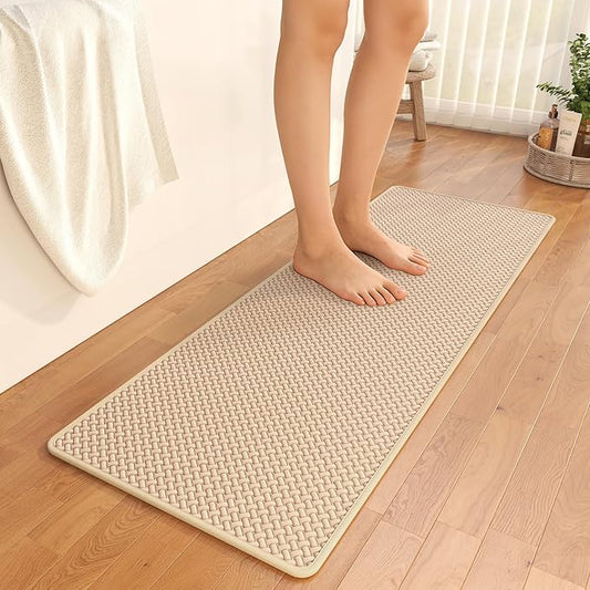 YDKGL Bathroom Runner Rug Non Slip, Super Absorbent Quick Dry Long Bath Mat, Foam Weave Texture Rubber Backing Ultra Thin Bathroom Mats Fit Under Door Bathroom Floor Bathtub Shower, 16"x 47"