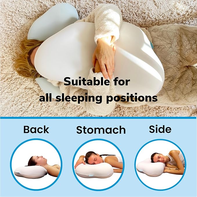 Cloud Shaped Contour Cervical Memory Foam Pillow with Additional Pillowcase - Soft Neck Support for Side Stomach Back Sleepers - Comfortable Slow Rebound Pillow Set with Ergonomic Design