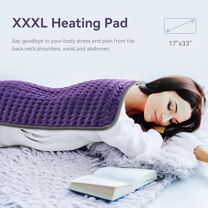 Heating Pad for Back/Neck/Shoulder Pain Relief, 33''×17'' XXX Extra Large Electric Heating Pads for Cramps,Moist & Dry Heat Warm Pad,Mothers Day Gifts for Women/Mom/Wife from Daughter, Son