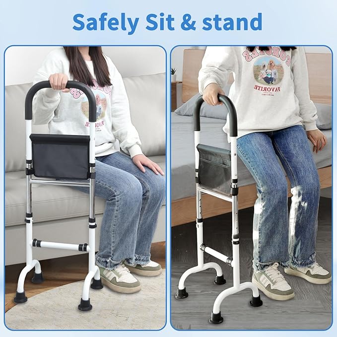 Stand Assist Mobility Aid Rail for Seniors – Adjustable Safety Grab Bar for Bed, Couch, Chair, Toilet – Non-Slip Base, Easy to Install, Stability Support for Sitting & Standing