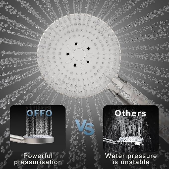 OFFO Filtered Shower Head with Hose, 20 Stage Shower Head with Filters for Hard Water with 60" Stainless Steel Hose, 6 Modes High Pressure Shower Head to Remove Chlorine, Brushed Nickel