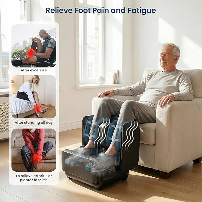 COMFIER 2 in 1 FSA Foot Massager Machine,HSA Shiatsu Foot and Calf Massager with Heat,Kneading,Vibration,Compression Massagers for Feet Health,Plantar Fasclitis,Mother‘s Day Gifts for Mom