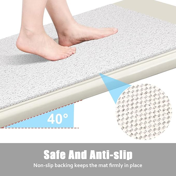ZOESOE Shower Mat Non Slip: 24x36 Inch Large Shower Mats for Inside Shower with Drain Hole in Center, Super Soft PVC Loofah Massage Shower Stall Mat, Anti Slip Shower Floor Mat, Quick Drying