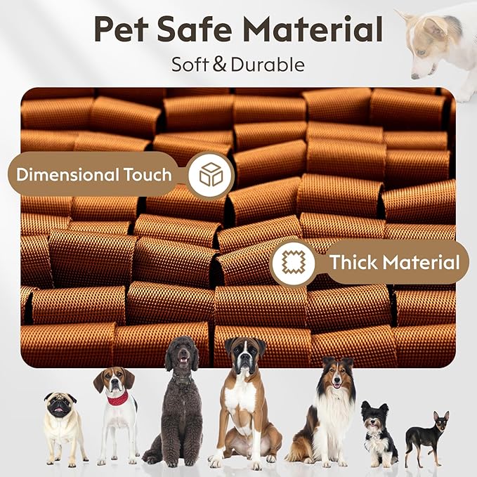 FunFurry Snuffle Mat for Dogs, Dog Puzzle Mat, Interactive Dog Toys for Enrichment,Sniff Mats with Non-Slip Backing,Suitable for Breeds and Sizes of Dogs (Brown, 17" X 15")