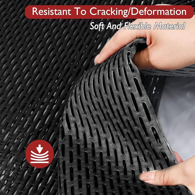 Extra Large Non-Slip Shower Mat, Fast-Dry PVC Bath Stall & Tub Mat, Drain-Hole Design,for Shower Stall Tub for Elderly/Kids，Non Slip Bathroom Safety Accessory，Black 32"x58"