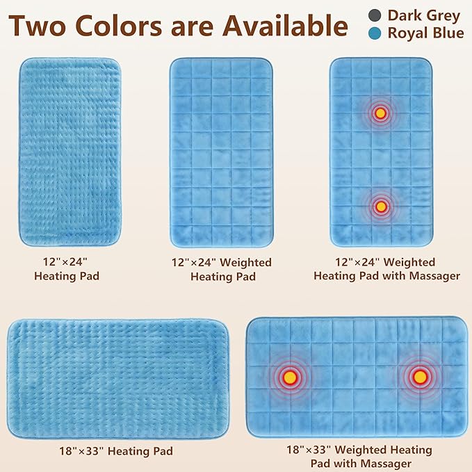 ESTINGO Electric Heating Pad FSA Eligible, Heated Pad for Back Neck Shoulder Pain Relif, Large Heating Pad for Period Cramps with 2H Auto Shut Off and 4 Heating Levels, 18"x33" Royal Blue