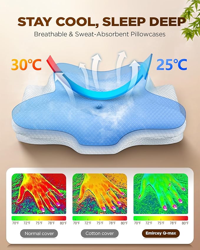 Sleep Doctor Approved Cervical Neck Pillow Sleeping, Ergonomic Contour Side Sleeper Pillows Adults, Cooling Orthopedic Pillow Pain Relief Support, Memory Foam Back Stomach Sleepers Gray, King