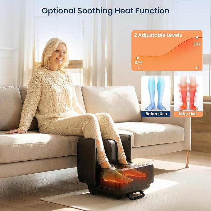 COMFIER 2 in 1 FSA Foot Massager Machine,HSA Shiatsu Foot and Calf Massager with Heat,Kneading,Vibration,Compression Massagers for Feet Health,Plantar Fasclitis,Mother‘s Day Gifts for Mom