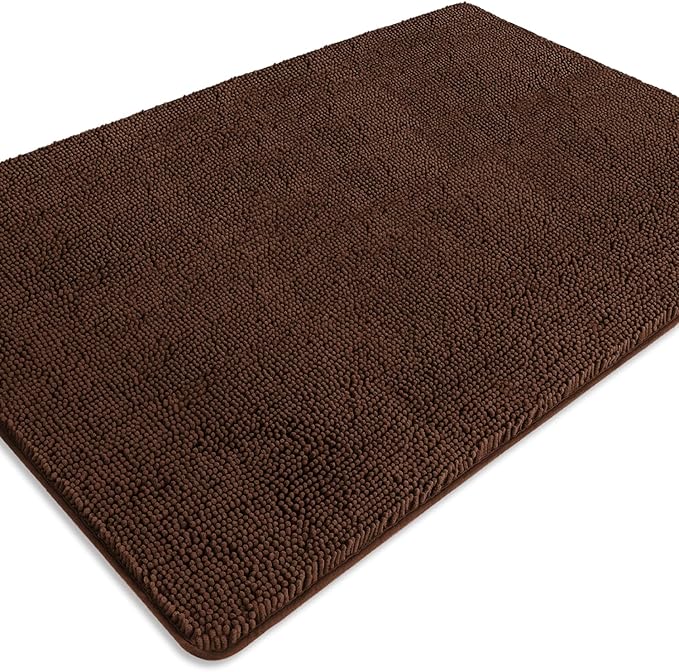 Bathroom Rugs 40 x 60 Inch – Extra Large Bath Mat | Absorbent and Washable Thick Chenille Bath Rugs Non-Slip Runner Rug for Bathroom, Shower, Tub(Brown)