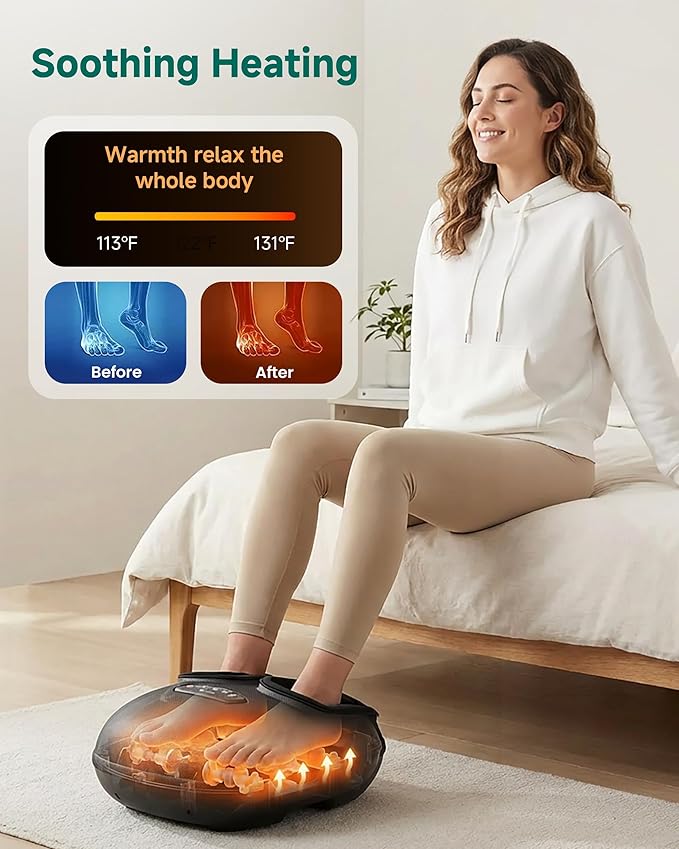 Snailax Foot Massager with Heat, Foot Massager for Neuropathy Plantar Fasciitis Deep Kneading Compression Vibration Feet Massager Machine Remote Control, Foot Warmer Fits Size 13,Gifts for Men Women