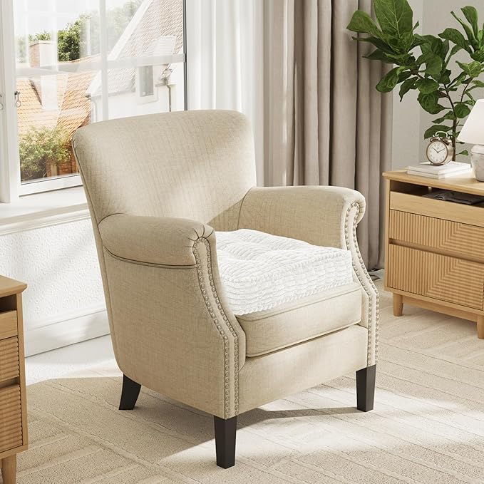 idee-home Recliner Cushions for Elderly, 20x20x5 Inch Corduroy Recliner Seat Cushion Tufted, Large Square Seat Cushion for Recliner Chair, Floor Pillow, Boosting Support Reduce Hip Pain, Beige