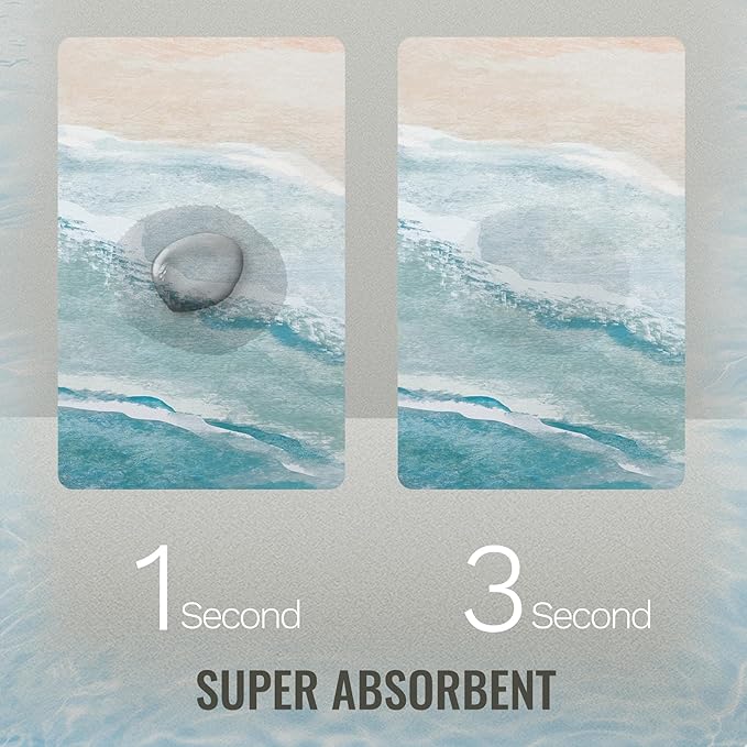 Quick Dry Bath Mat for Bathroom,Super Absorbent Beach Welcome Bath Rug Non-Slip Rubber Backing,Machine Washable Bathroom Floor Mat for Shower, Tub, Sink Area Coastal Beach 16x24