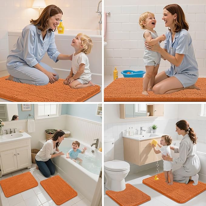 Arotive Bathroom Rugs 30x20, Extra Soft Absorbent Shaggy Chenille Bath Rugs, Machine Washable Rubber Backing Non-Slip Bath Mats for Bathroom Floor Tub and Shower, Home Decor Accessories, Terracotta