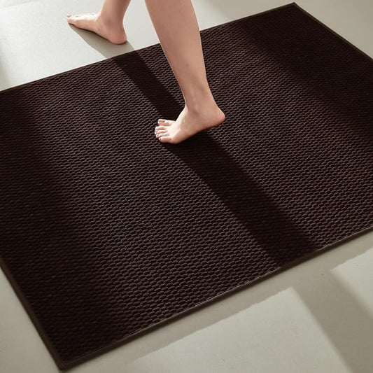 TYUU Large Bathroom Rugs Non Slip Washable Bath Rugs Super Absorbent Bathroom Rug Thin Quick Dry Low Pile Bath Mats, Brown 36"x60"