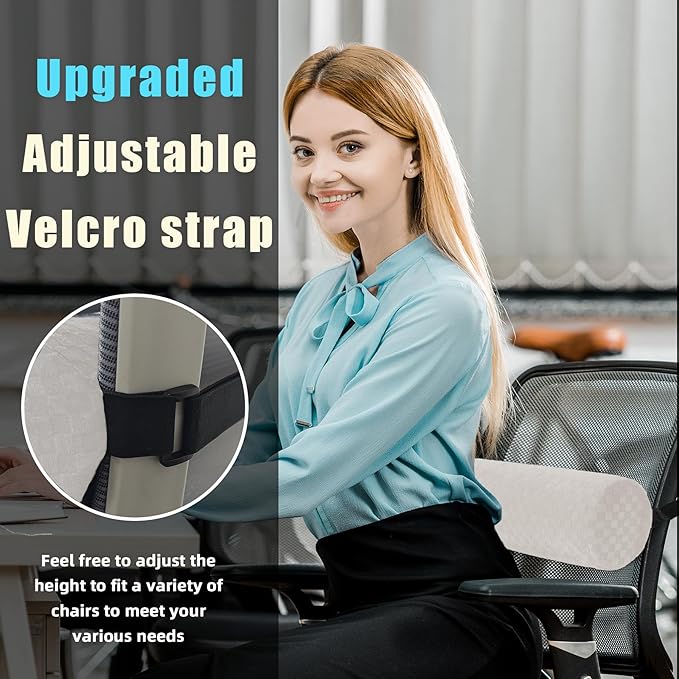Lumbar Roll Pillow for Lower Back, Lumbar Support Foam Roll Cushion with Pillowcase and Upgraded Strap for Office, Chair, Car, Seat Pain Relief & Improving Posture (Cream, Long-15 * 4.3'')