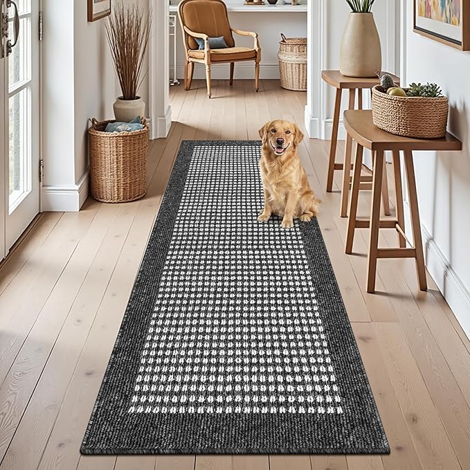 Ileading Laundry Room Runner Rug 2'x6' Non Slip Farmhouse Kitchen Floor Mats with Rubber Backing Machine Washable Black Indoor Decor Carpet for Bathroom Doormat Hallway Entryway Petmat Garage Balcony