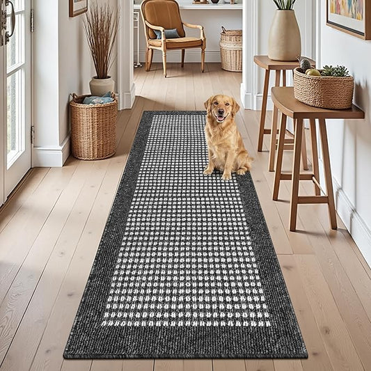Ileading Laundry Room Runner Rug 2'x6' Non Slip Farmhouse Kitchen Floor Mats with Rubber Backing Machine Washable Black Indoor Decor Carpet for Bathroom Doormat Hallway Entryway Petmat Garage Balcony