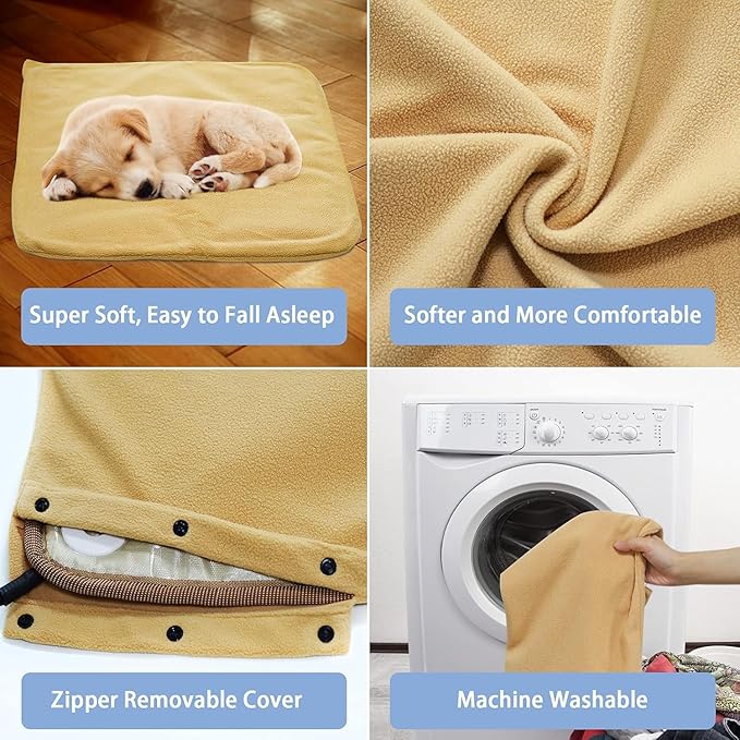 GOQO TOMO Pet Heating Pad, Electric Warming Pet Waterproof PVC Material for Dogs and Cats Indoor Warming Mat with Auto Off with Chew Resistant Steel Cord-18''x18''