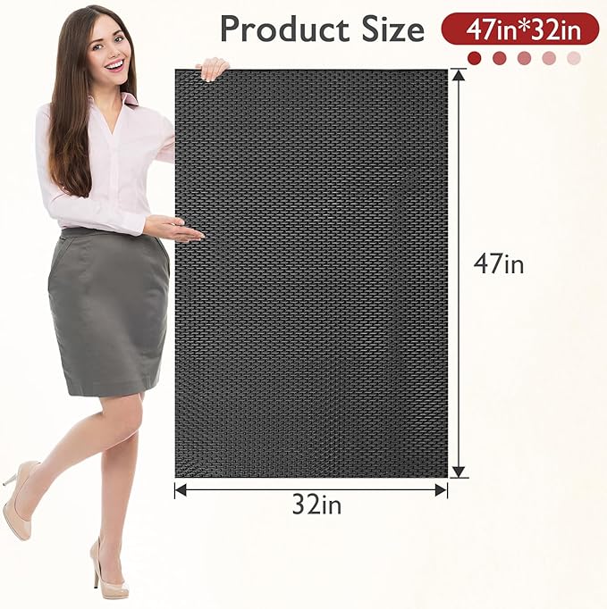 Extra Large Non-Slip Shower Mat, Fast-Dry PVC Bath Stall & Tub Mat, Drain-Hole Design,for Shower Stall Tub for Elderly/Kids，Non Slip Bathroom Safety Accessory，Black 32"x47"