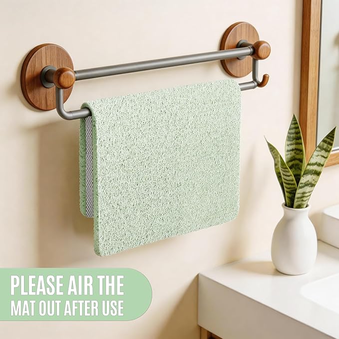 Joyhalo Shower Mat Bathtub Mat Non Slip, Bathmats Non Slip, Quick Drying Foot Scrubber Loofah Mats for Shower, Tub, Bathroom, Home, 17x24inch, Mint Green