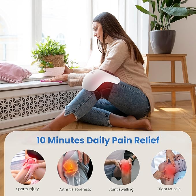 CuPiLo FSA Eligible Knee Massager with Heat and Red Light for Pain Relief, HSA Eligible Cordless Knee Massager with Vibration for Comfort & Relaxation, Gift for Mom, Dad, Grandma & Grandpa, Seniors