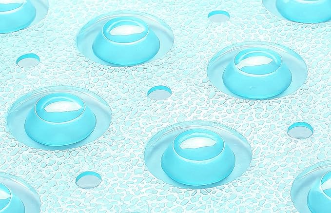 Extra-Long Non-Slip Bathtub & Shower Mat 39”x16” (Smooth/Non-Textured Tubs Only) Safe, Clean, Machine-Washable, Superior Grip&Drainage, Vinyl, Transparent Aqua/Blue-Green