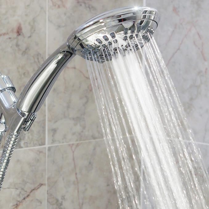 Aqua Elegante 6 Function Luxury Handheld Shower Head - Adjustable Pressure Rainfall Spray With Removable Nozzle For The Bathroom, Chrome