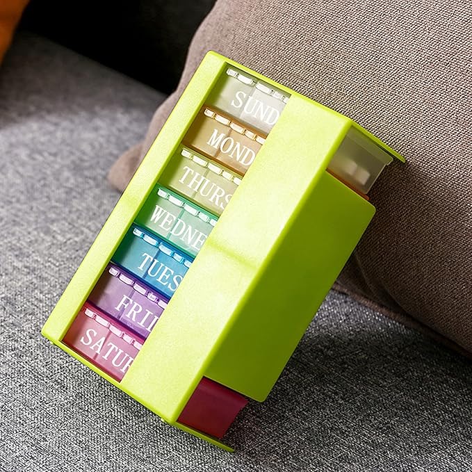 Pill Box 3 Times a Day Daily Pocket Pill Container Portable Travel Weekly Pill Organizer Stackable Pill Case for Vitamin, Fish Oils, Medication, Supplement