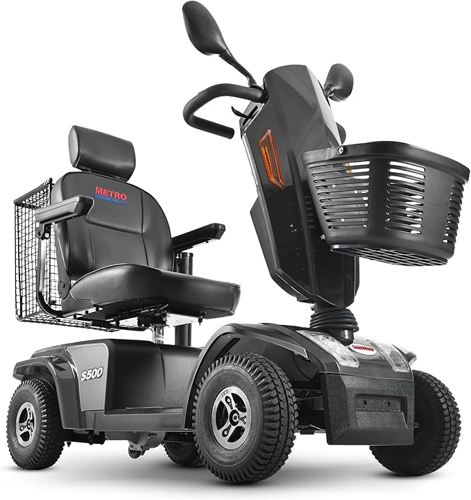 S500 4-Wheel Electric Mobility Scooter, Long-Range 52Ah Battery Up to 25 Miles, 500W Heavy-Duty Motor, 10” Pneumatic Tires, Adjustable Captain Seat, Storage Baskets for Seniors, Gloss Black