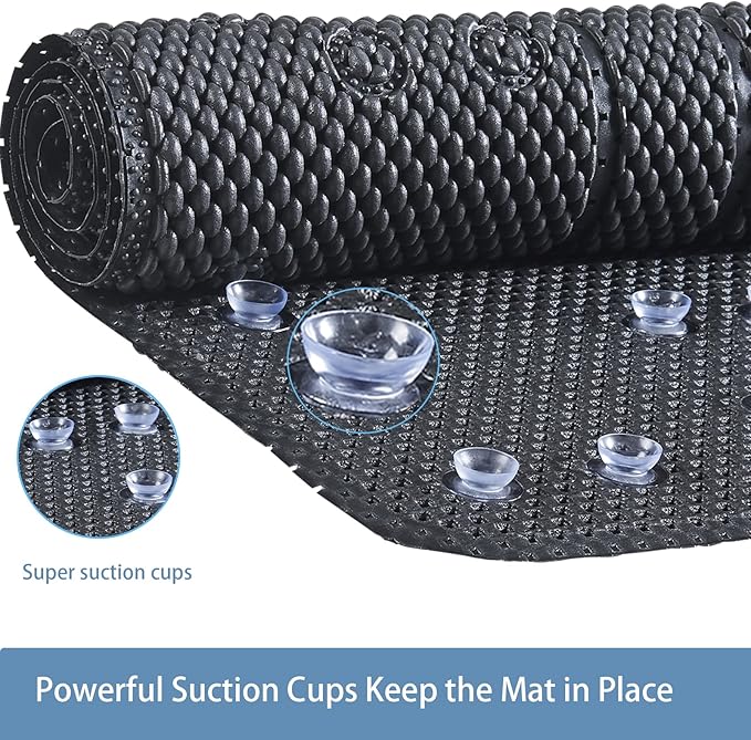 Webos Soft Bathtub Mat Non Slip: Memory Foam Shower Mat with Suction Cups for Bathroom Inside Tub 40X16Inch (Black)