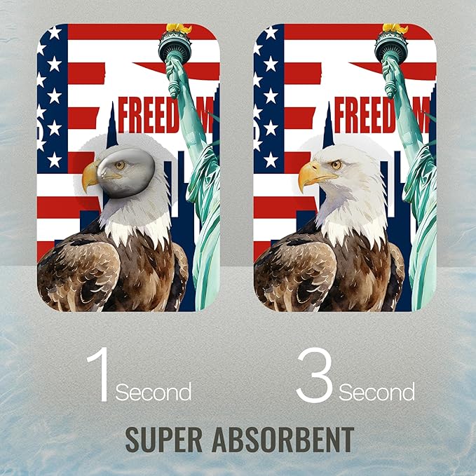 Quick Dry Bath Mat for Bathroom,Super Absorbent Patriotic 4th of July Welcome Bath Rug Non-Slip Rubber,Machine Washable Bathroom Floor Mat for Shower, Tub, Sink Area Independence Day Eagle 16x24